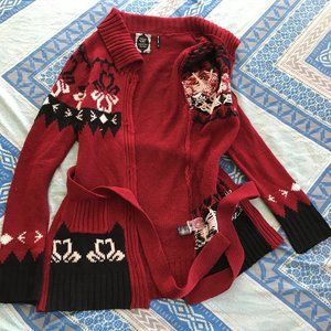 NY & Co. - Red & White Christmas Cardigan Sweater - Women - Small